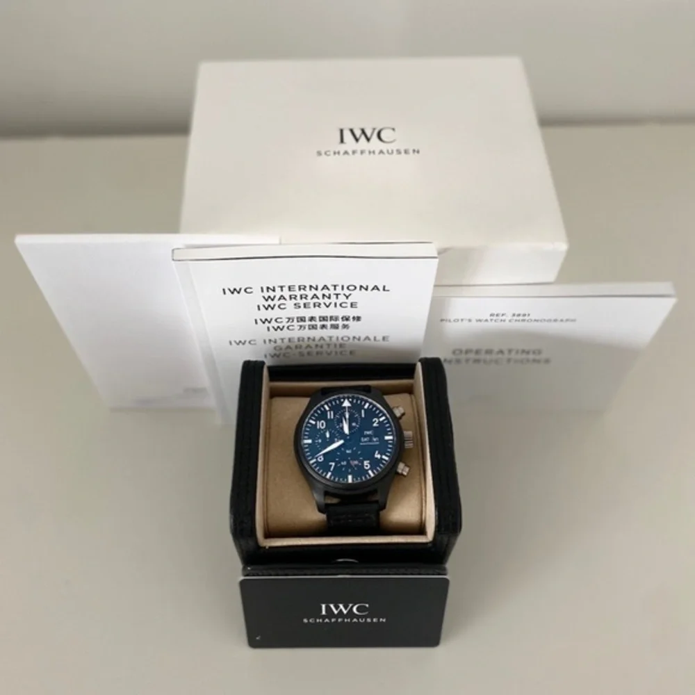 Exceptional IWC Pilot Chronograph Top Gun - Warranty, Box and Papers
